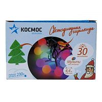 Гирлянда светодиодная "Шнур" Космос KOC_GIR30LEDBALL_RGB RGB 220В 30шт/м IP20 4,5м картинка 